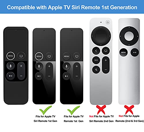 Image of Silicone Case Anti-Slip Shock Proof Soft Remote Cover Compatible with Apple TV 4K 4th 5th Gen Siri Remote Controller - Black