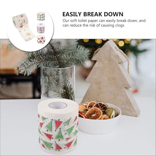 Papel higiénico de Navidad con estampado festivo y gran poder de limpieza para baño 3