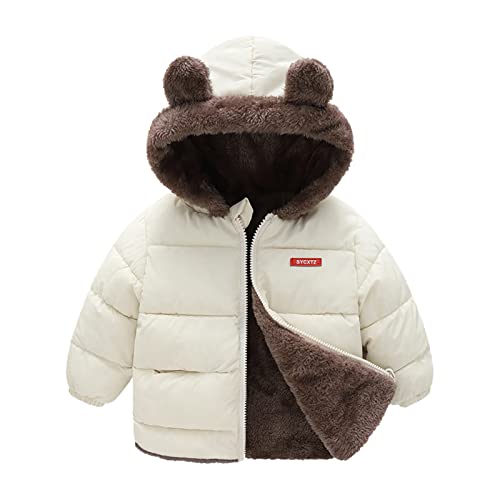 Boys Girls 𝗧𝗲ddy Fleece Jacket 𝗦𝗵erpa Lined Thicken Windproof Zipper Outerwear for Toddler Warm Puffy Coat