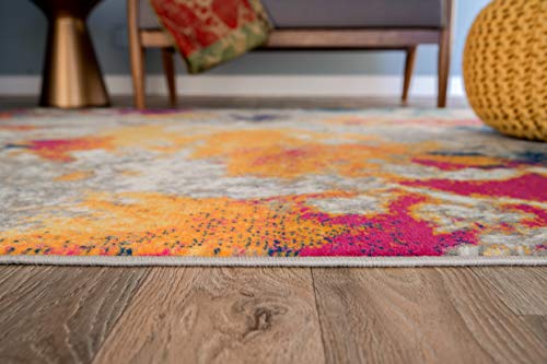 Rugshop Sky Collection Modern Abstract Area Rug 5' x 7' Multi - Image 3