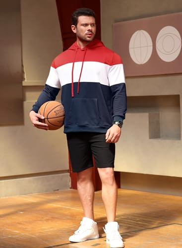 Mainfini Men's Color Block Hoodie Long Sleeve Casual Hooded Sweatshirt with Kangaroo Pocket (S-XXL)4