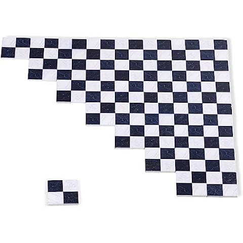 SAMCAMI Miniature Dollhouse Accessories, Dollhouse Flooring, Solid Wood Floor Tiles, Mini Dollhouse Accessories 1 12 Scale, 36pcs (Black and White) Cover