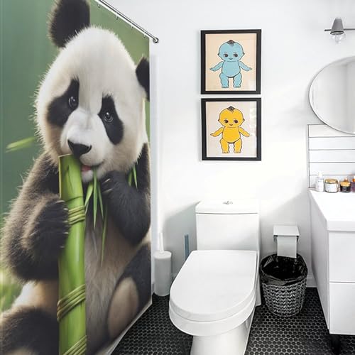 Rideau de douche Panda en tissu polyester imperméable - 152x183cm - 3