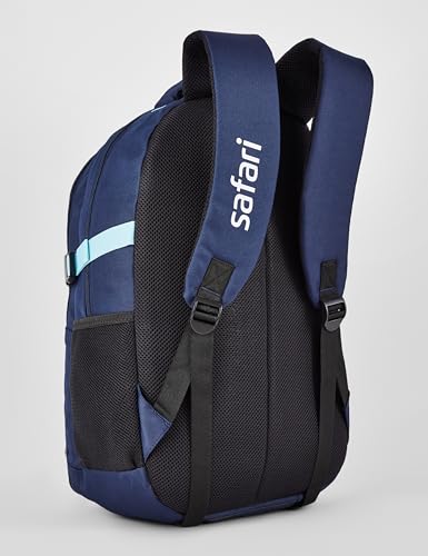 Image of Safari Omega Spacious /Large 5 Compartment Laptop Backpack With Raincover, College Bag, Travel Bag For Unisex, Navy Blue, 30 Litre