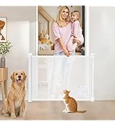 Retractable Baby Gates for Stairs, Baby Gate Extra Wide with Cat Door, Mesh Baby and Dog Gate Ext...