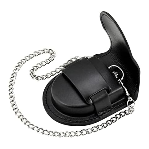 Vintage Leather Pocket Watch Pouch Protector Storage Holder Storage Case Protector Holder Pocket Watch Stand with Chain(Black) Cover