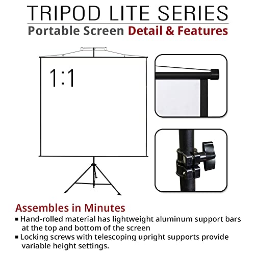 Image of Akia Screens 2-in-1 96 inch Portable Projector Screen with Stand & Carry Bag, Tripod or Wall Mount, 1:1 /4:3 /16:9 /16:10 Compatible, MaxWhite Matte Surface, Indoor Outdoor Use, AK-T96SLITE Black