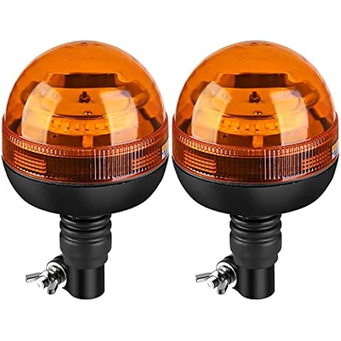 Justech 2PCs 24LEDs Amber Rotating Flash Beacon Flexible DIN Pole Mount Warning Light Warning Flash Strobe for Truck Lorry Cover