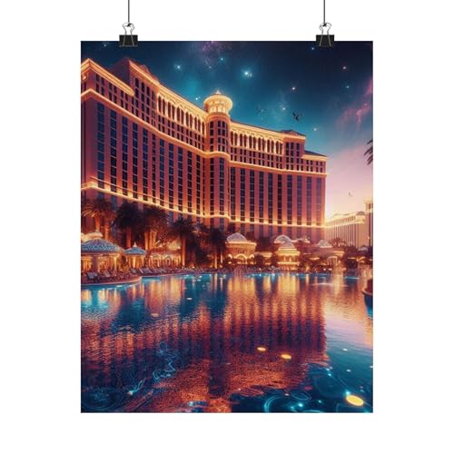 Las Vegas Hotel Pool Lights Matte Poster