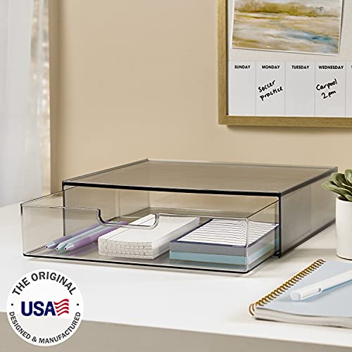 Stori Stax Plastic Stackable Organizer Drawer In Classic Grey | 12.5-Inches Wide | Organize Office Desk Accessories And Sort Letter-Size Paper | Made In Usa #TOP1
