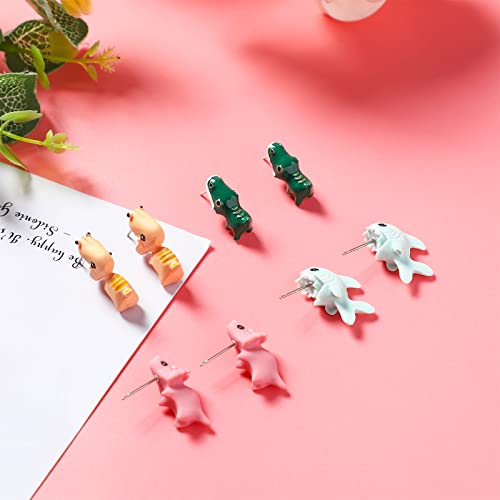 NEWITIN 9 Pairs Cute Animal Bite Earrings for Women Hypoallergenic Earring 3D Clay Earrings Cartoon Biting Ear Studs Polymer Clay Studs for Women3