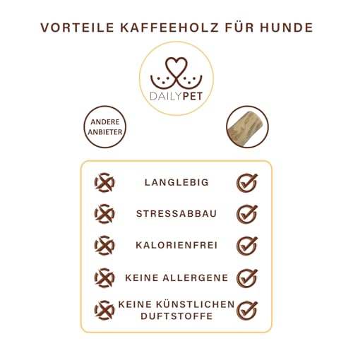 DAILY PET Kaffeeholz für Hunde - Robustes Kauholz für Welpen - Langlebige Kauwurzel für Hunde - Kaustange Natürliches Kauspielzeug - Welpenspielzeug - Größe: S