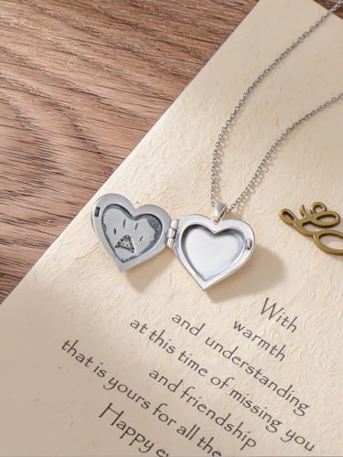 Dorunmo Personalized Sunflower Heart Locket Necklace That Holds 2 Picture 925 Sterling Silver Custom Lockets Necklaces Sunflower Jewelry Gifts for Mom Sisters3
