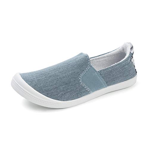 Image of FUNKYMONKEY Slip-On Canvas Sneakers for Women, Comfortable Lightweight Lace-Up Flat Casual Tennis Shoes Breathable Walking Shoes for Everyday Wear