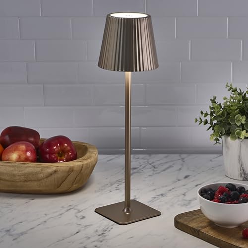 Mikasa 14.8-Inch Champagne Rechargeable LED Lamp with Touch Control - Cordless Table Lamp, 3 Light Colors, Stepless Dimming, 5000mAh Battery, Iron Construction by Mikasa - Used condition - Image 5