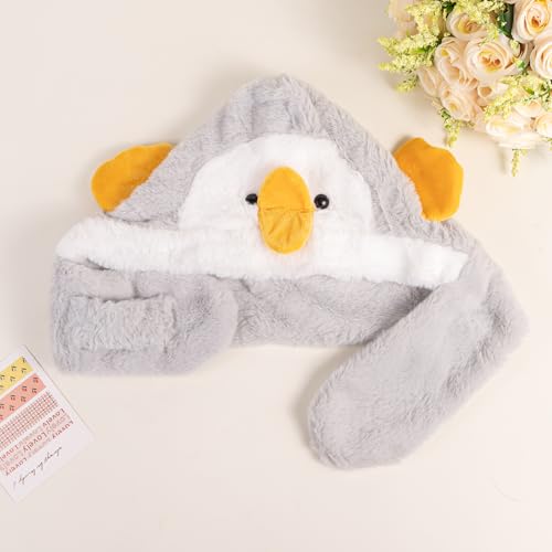 Cute 2 In 1 Hat and Scarf Winter Hooded Scarf Hat Warm Scarf Sets