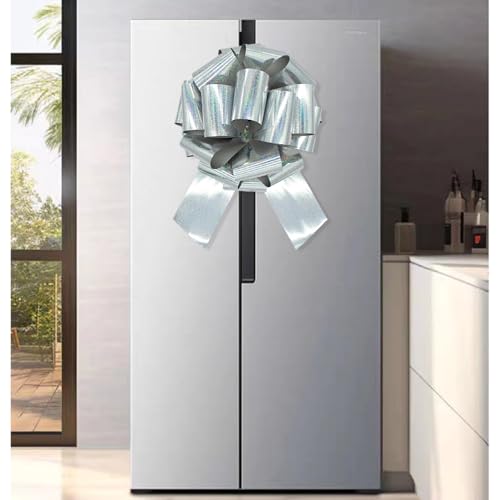 Image of 1Pcs 14 Inch Giant Large Pull Bow Big Bow,Great Gift Bows for appliances,Bikes,Table Decorations and Party Events (Metallic Silver)