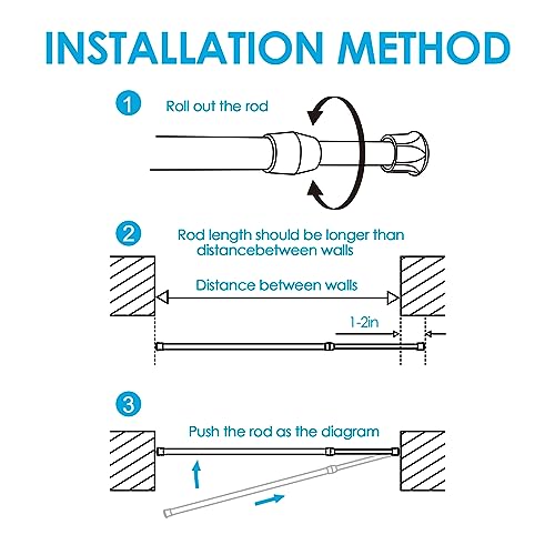 Image of MEXAU White Tension Curtain Rod 16 - 28 inch Spring Tension Rod Curtain Rod Adjustable Spring Rod Extendable Tension Rod for Kitchen, Bathroom, Window, Closet. | Adjustable Curtain Rods No Dilling Extendable Spring Tension Rod Short Curtain Rod for Windows, Kitchen, Bookshelf, Closet