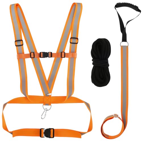 2pcs Deer Drag and Harness, Deer Dragging Rope Hunting Accessories, Deer Drag Strap and Double Harness with Reflective Strips, Deer Hunting Pull Strap, Drag and Harness Hunting Gear for Deer Hunters