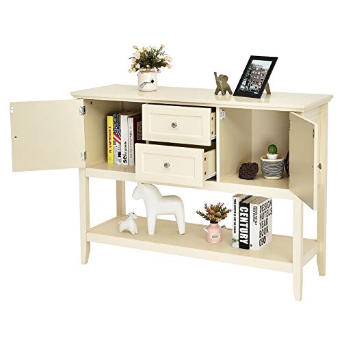 Giantex Buffet Sideboard, Wood Storage Cabinet, Console Table With Storage Shelf, 2 Drawers And Cabinets, Living Room Kitchen Dining Room Furniture, Wood Buffet Server (Beige) #TOP2