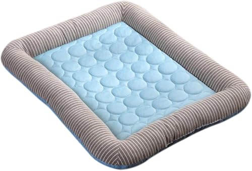 Ladfrol ペットマット 夏 犬 夏用 猫 小型 犬ベッド スクエア クッション 洗える 犬用 冷却シート 犬マット 耐噛み 可愛い 猫用 涼感 ひんやり ソフト 熱中症 ピンク M (ブルー,43*33cm)