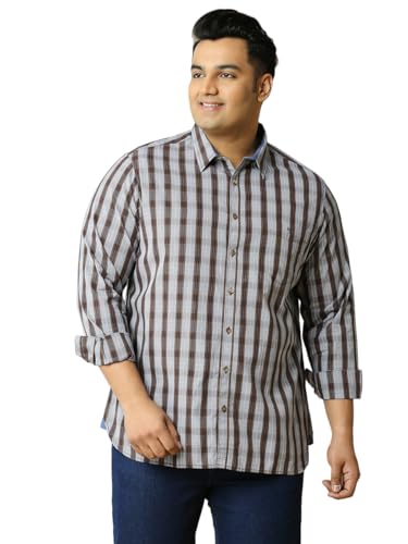 Image of Thomas Scott Men Pure Cotton Regular Plus Size Premium Checked Casual Shirt