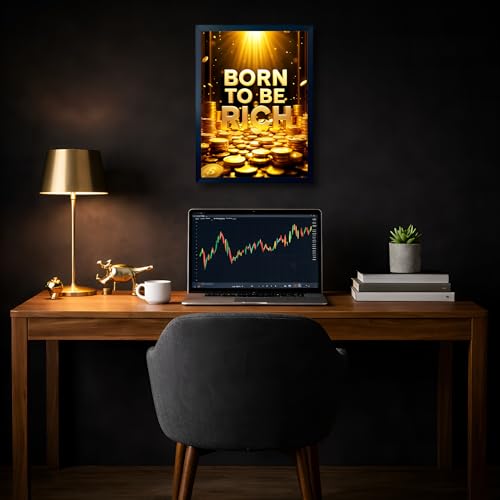 Image of ARTFUL TOY BOX - Born To Be Rich Motivational Quote Photo Frame Wall Art for Home & Office Decor | Wealth Mindset, Success & Growth Wall Decor | HD Glossy Print | Premium Fiber Black Frame - 12x18 Inch (30x45 cm) (Design 13)