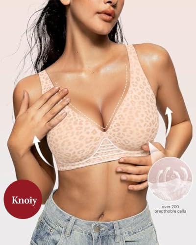 Image of Seamless Wireless Bra for Women | No Underwire Deep V Invisible T-Shirt Bra | 360 Support | Adjustable Straps | Soft Comfortable Everyday Bra