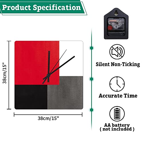 Reloj de pared cuadrado analógico 15 pulgadas silencioso miniatura 6