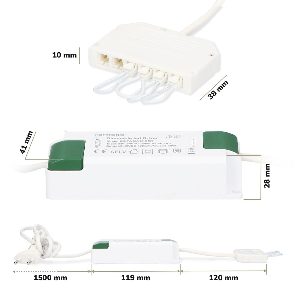 HOFTRONIC - 6er LED Einbaustrahler 230V Pavo Dimmbar Weiß 2700K Warmweiß Einbaustrahler Flach (Einbautiefe 12mm) LED Deckenleuchte IP44 für Badezimmer, Küche - Mini Möbeleinbauleuchten