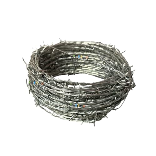 Galvanised Garden Barbed Wire, 15m x 1.6mm, 4-Point High Tensile, Weather Resistant Fencing livestock deter climbing stopping access to roofs or secure private properties security 1 pack