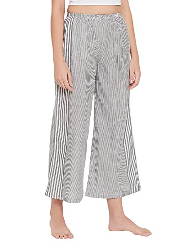 Image of Clovia Women's Cotton Sassy Stripes Flared Pyjama