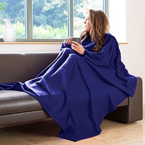 Snug Rug Cosy Blanket with Sleeves Genuine SnugRug Sleeved Blankets Super Soft 160gsm Fleece Soft Fabric Oversized Sleeves and Pouch Pocket Adults Size (Cream)