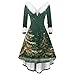 Womens Christmas Dresses A Line Cocktail Party Retro Swing Dress V Neck Long Sleeve 1950s Vintage Midi Dresses