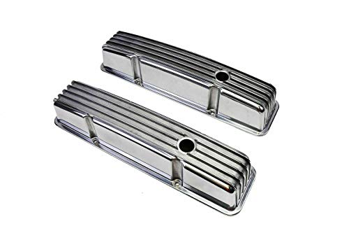 A-Team Performance - Tall Finned Polished Aluminum Valve Covers - Compatible With 58-86 Chevrolet Sbc Small Block Chevy 283 327 350 400 #TOP2