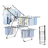 Innotic Étendoir Linge Intérieur Extérieur, Séchoir à Linge Pliable à 2 Niveaux, 4 Ailes Réglables en Hauteur, Tancarville Linge XXL, 33 Barres, Gris