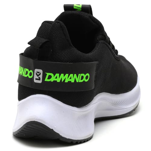 Tênis Masculino para Corrida, Caminhada e Academia, Preto/Branco (Preto/Verde, BR, Adulto, Numérico,