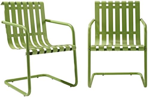 Crosley Furniture Gracie Retro Metal Outdoor Spring Chair - Oasis Green (Set of 2)