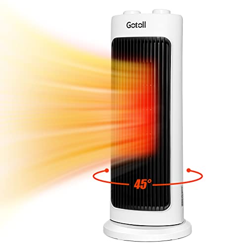 Gotoll Keramik Heizlüfter mit 3 Betriebsmodi, 2000 W Elektrisch Heizung, vertikal, energiesparend, 45° Oszillation, Schnellerhitzung, Elektroheizer Thermostat, Kippschutz, Überhitzungsschutz Cover