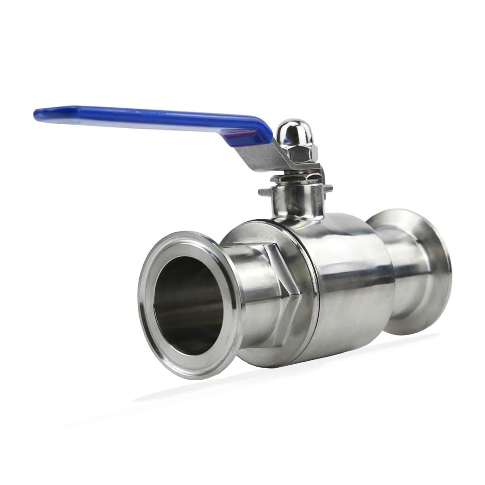 19/25/38/51mm, Válvula de Esfera Sanitaria Acero Inoxidable 304 - Tri Clamp - 1 PC, Higiénica para Cerveza Casera, Alimentos, Lácteos & Aplicaciones Pharma(51mm x Ferrule 64)