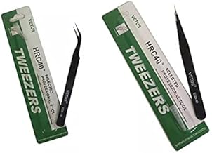 Kit 2 Pinças Antí-Estática Preta Inox Vetus (01 ESD-10 e 01 ESD-15)