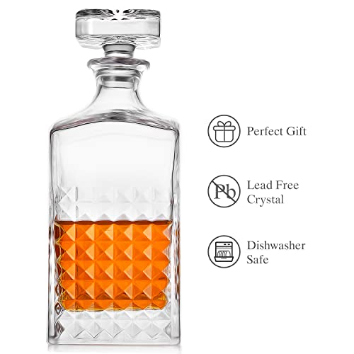 LIGHTEN LIFE Whiskey Decanter,34 oz Liquor Decanter with Glass Stopper in Gift Box,Premium Bourbon Decanter,Crystal Scotch Decanter for Whiskey,Bourbon,Scotch - Thumbnail 3