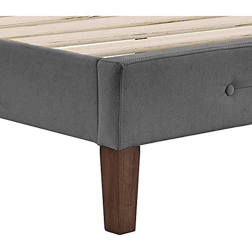 Image of Decoro Seattle Modern Tufted Upholstered Platform Bed | Headboard and Wood Frame with Wood Slat Support, King, Antonio Mid Night