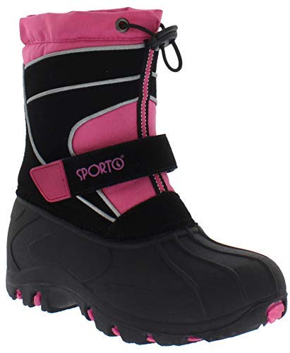 sporto girls Blizzardsp Snow Boot, Black/Pink, 4 Big Kid US