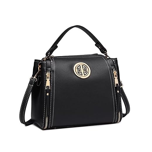 Miss Lulu Femme Sac à Main Bandoulière Sac Messenger en Cuir PU Sac Fourre-tout (Noir)