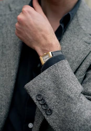 Men's V-Neck Herringbone Blazer 2-Buttons Business Casual Tweed Blend Sports Jacket2