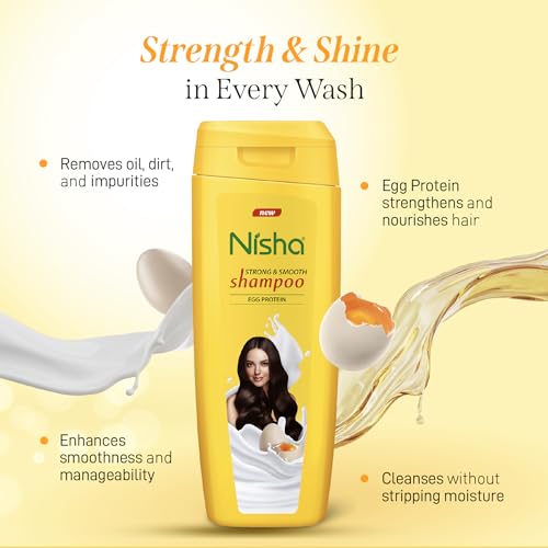 Image of Nisha Egg Protein Hair Shampoo For Strong and Smooth Hair, Adds Shine Boosts Volume, All Hair Types, 180ml, (Pack of 2)