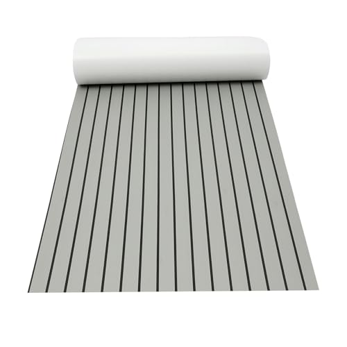 240cm x 90cm x 6mm Eva-Schaum Deckbeschläge für Boote Yacht Marine Bodenbelag Rutschfester Teppich Mit Kleberücken Synthetische Teakholz Bodenbelag Matte (Grau mit Schwarze)
