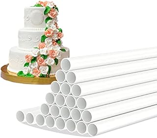 24 Pcs Cake Dowels, 11.8 Inch White Plastic Cake Support Rods, Thicken Cake Round Dowels Straws for Tiered Cake Construction and Stacking