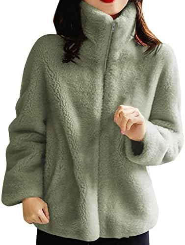 fannyouth Women's Coat Casual Lapel Fleece Fuzzy Faux Shearling Zipper Coats Warm Winter Oversized Outwear Jackets #paywt1031 *629-christmas clothes